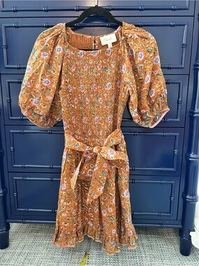 Cleobella Smocked Puff Sleeve Floral Midi Dress XXS Excellent Condition